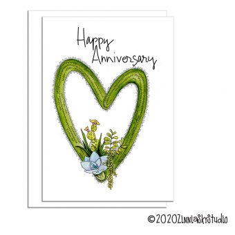 C0103 Anniv Succulent Heart white