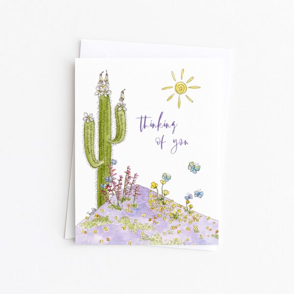 Flowers Butterflies Purple Desert Meadow | Thinking of You Card | Zinnia Sky Studio