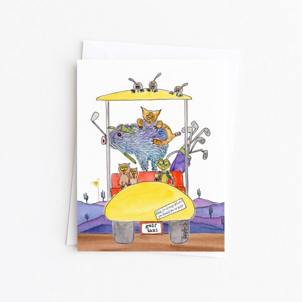 Golf Cart Critters Blank Card