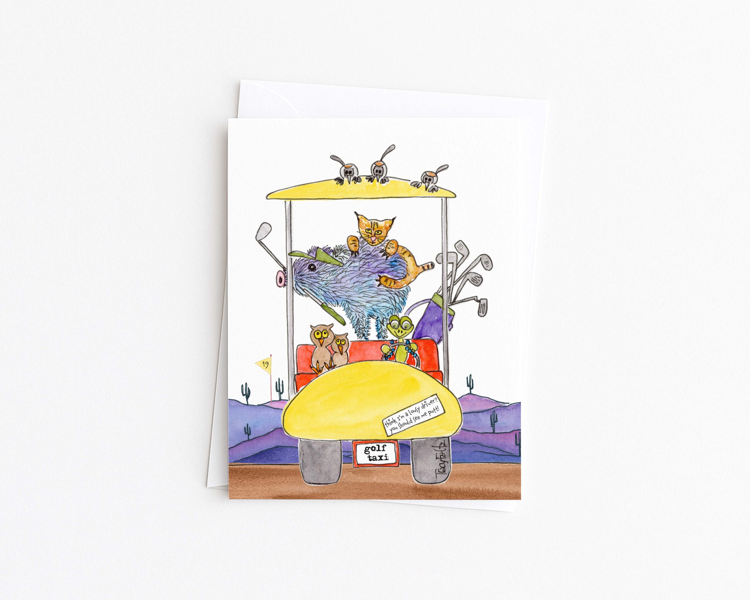 Golf Cart Critters Blank Card