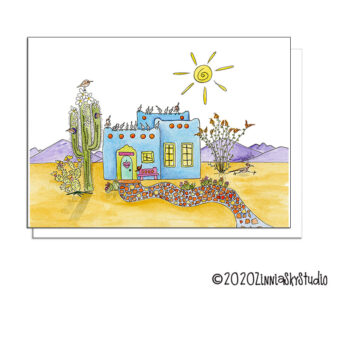 desert home blue blank card