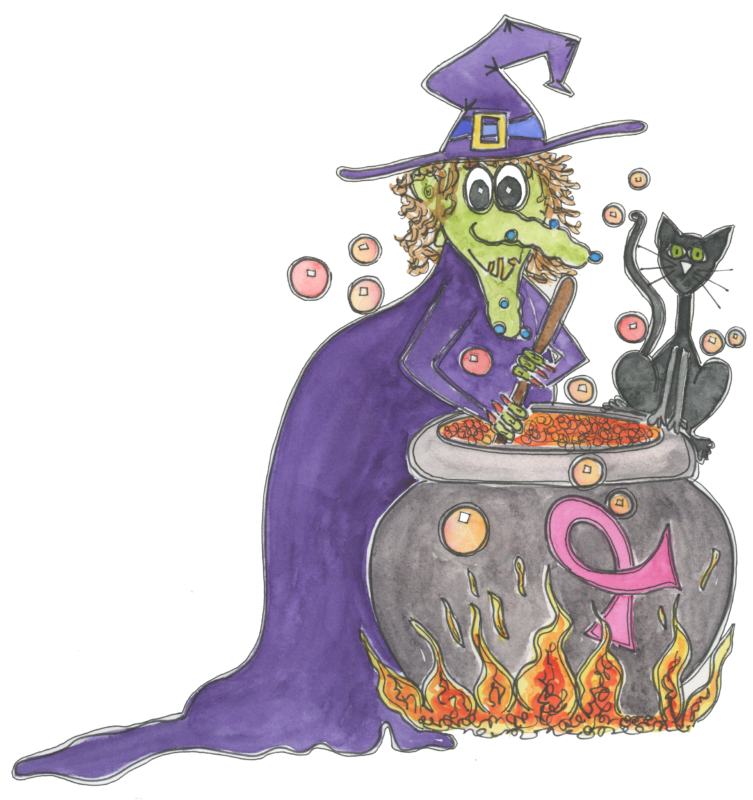 witch with cat and cauldron