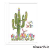 southwest saguaro cactus eggs easter card