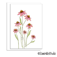 coneflowers pink blank card