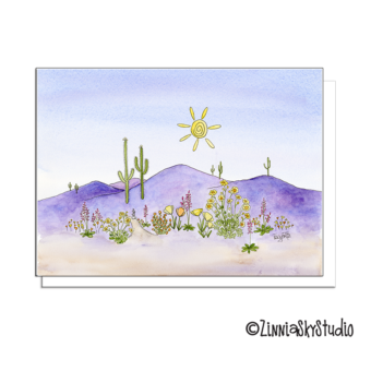 purple mountains spring flowers blank card