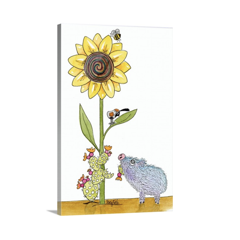 javelina pig sunflower canvas