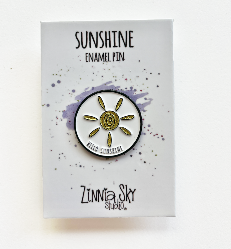 sunshine glitter gold enamel pin