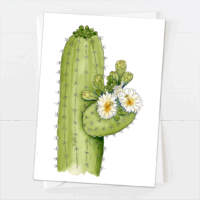 Saguaro Cactus Flowers + Buds | Blank Card