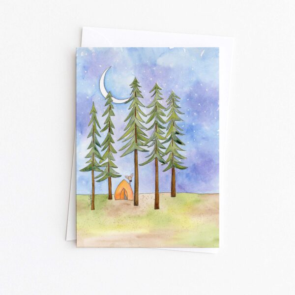 Pine Tree Tent Camping | Blank Card