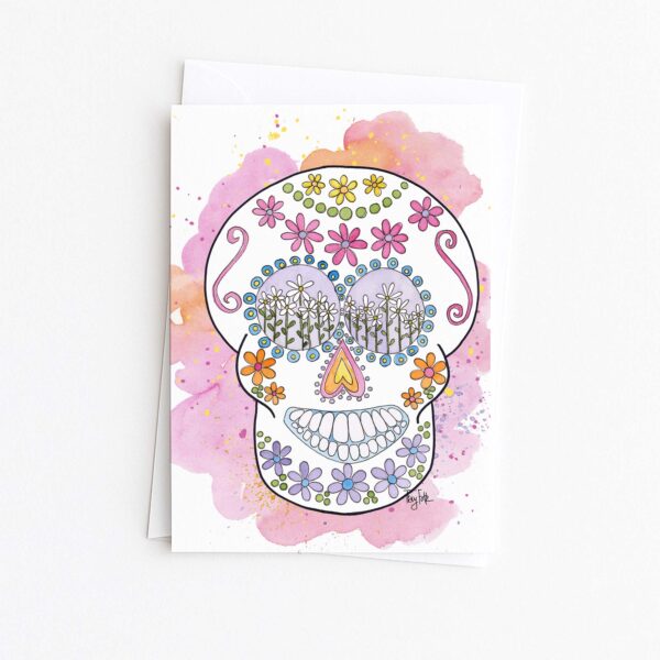 Pretty Pink Flowers | Day of the Dead Card