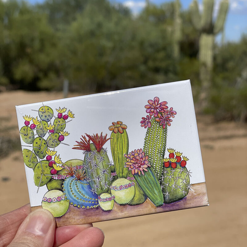 Succulent Medley Rectangle Hard Magnet