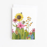 Succulents Sunflower Cactus | Blank Card