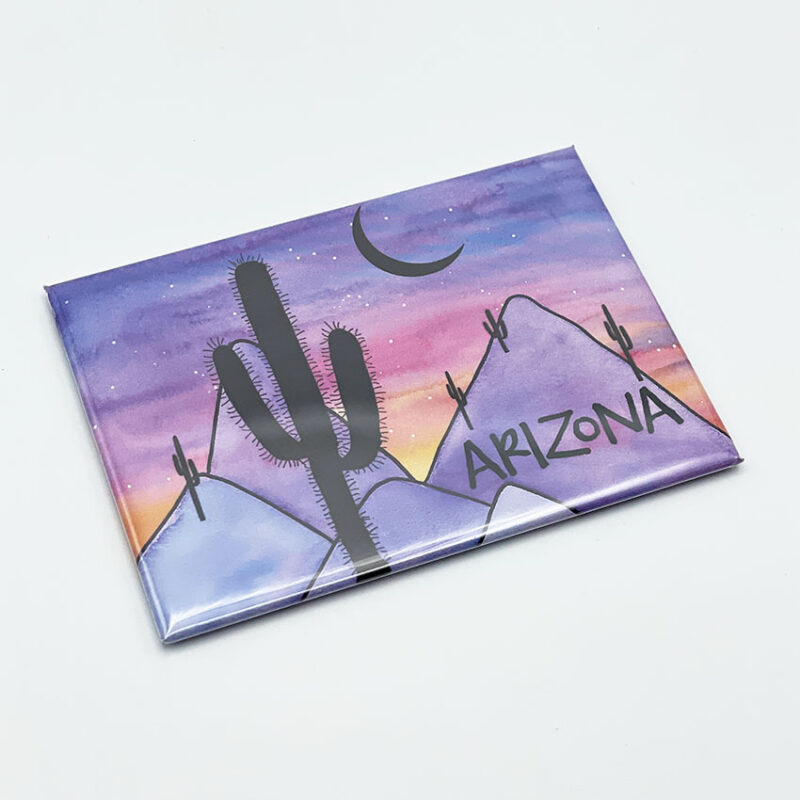 sunset saguaro cactus arizona hard magnet