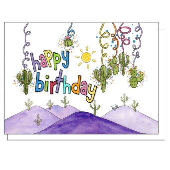 cactus streamers birthday card