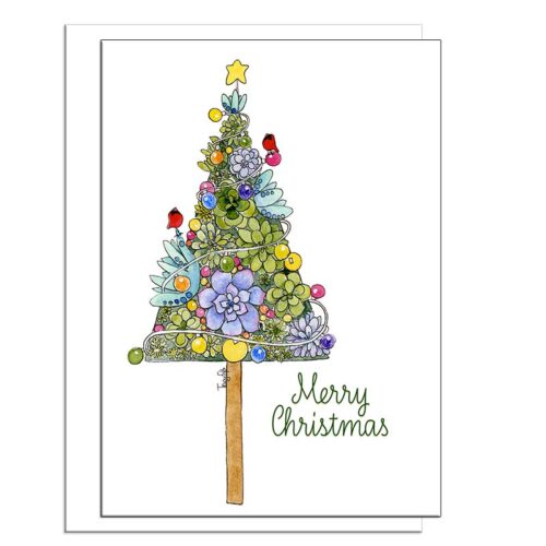 succulent tree christmas card