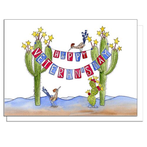 road runner banner sign veteran card