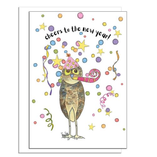 owl confetti new year card