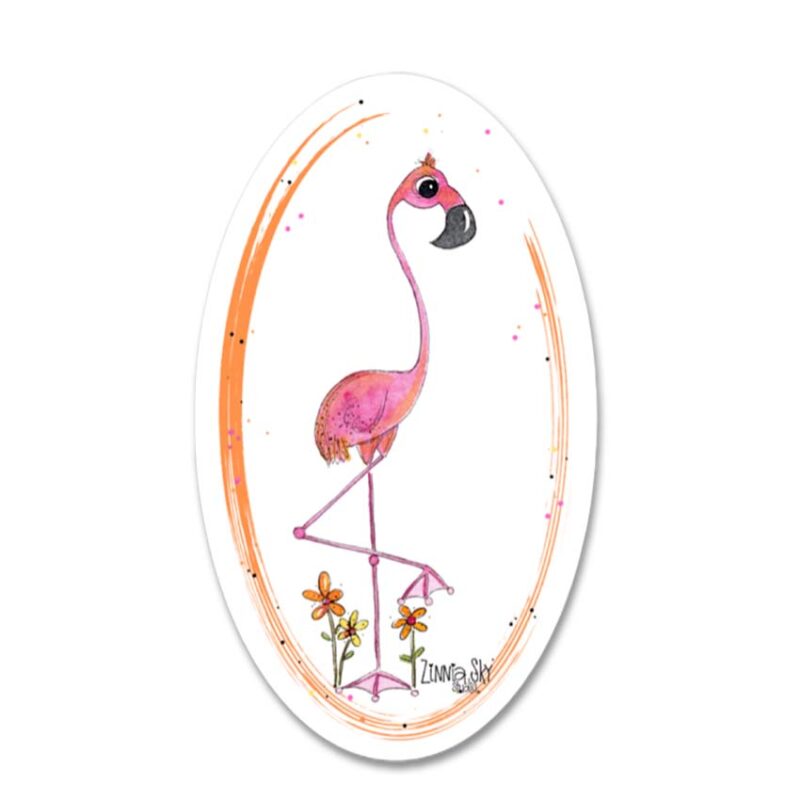 flamingo orange dots vinyl sticker