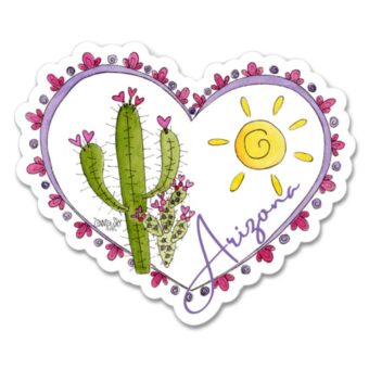 saguaro heart frame arizona vinyl sticker