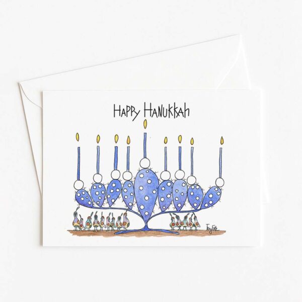 Prickly Pear Cactus Menorah | Hanukkah Card