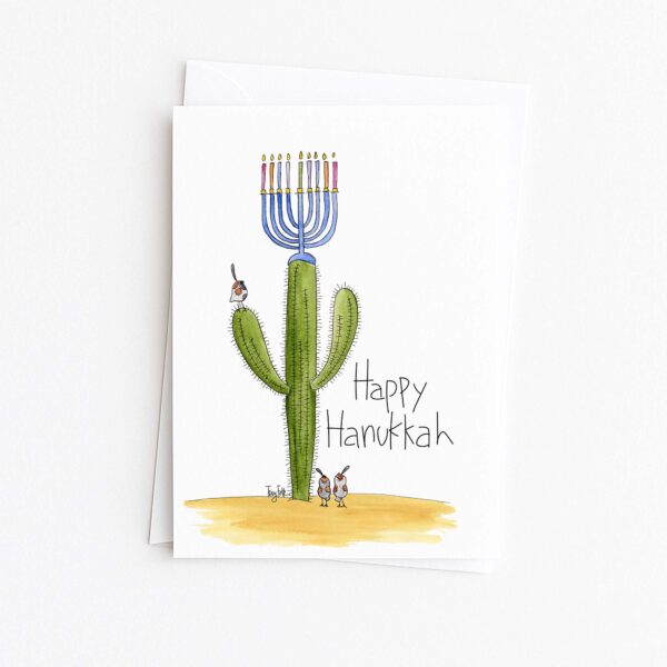 Cactus Top Menorah Hanukkah Card