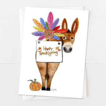 thanksgiving burro turkey greeting card