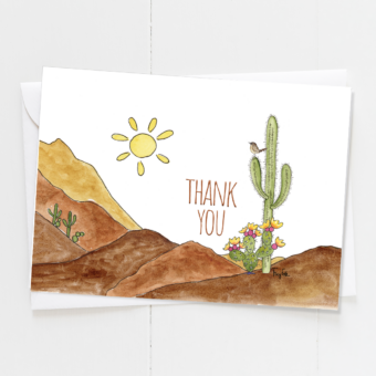 desert mountains thank you card