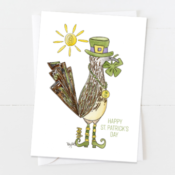 road runner bird leprechaun st patricks day card