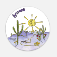 Arizona Saguaro Sun Purple Vinyl Sticker