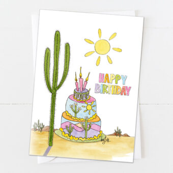 desert celebration saguaro birthday card