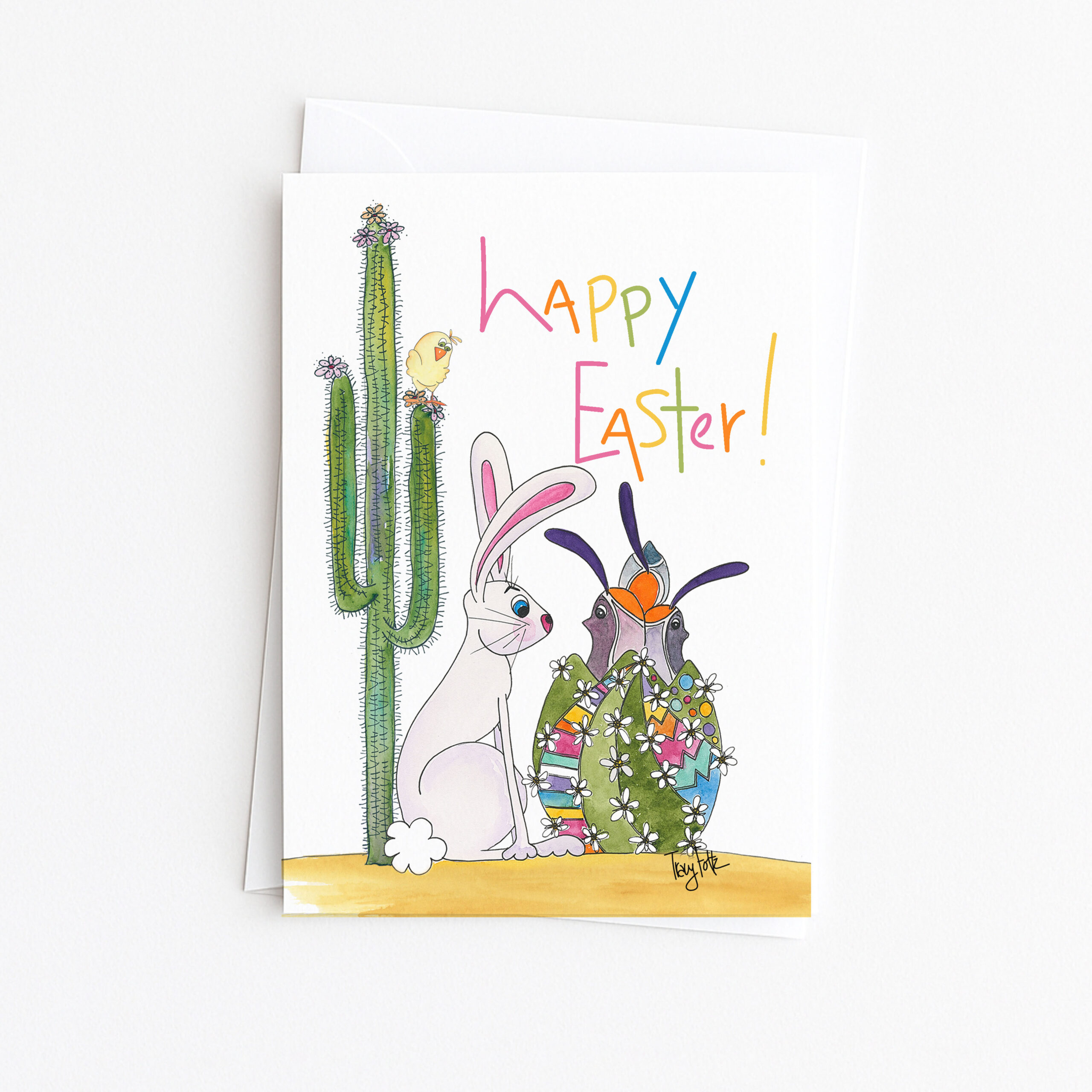 Cactus Rabbit Quail Bird | Easter Card
