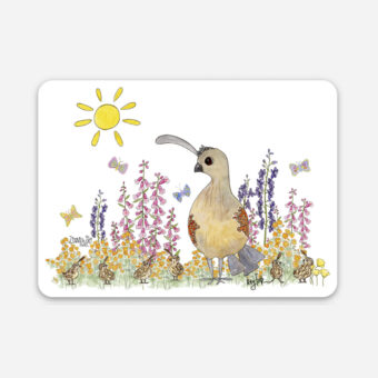 desert quail wildflowers vinyl sticker