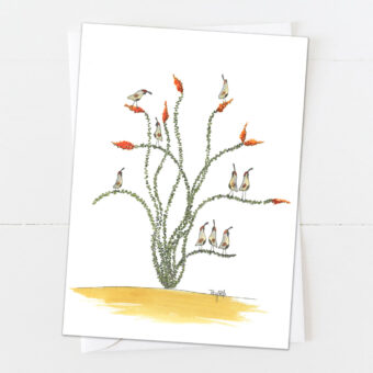 southwest ocotillo quail blank card