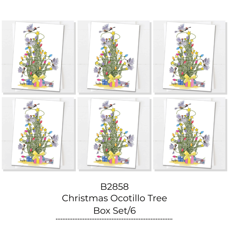 Ocotillo Cactus Christmas Card Box Set of 6