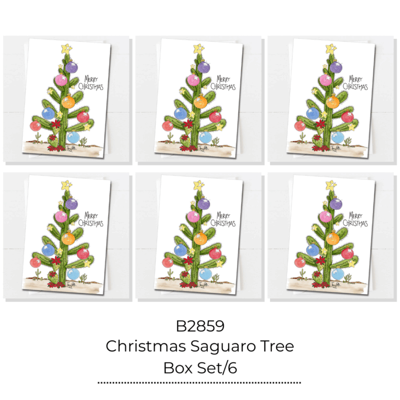 Festive Saguaro Christmas Tree Christmas Card Box Set of 6