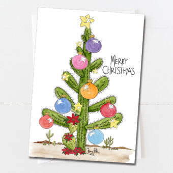 Festive Saguaro Tree Christmas Card
