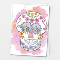 Pretty Pink Flowers | Day of the Dead Card
