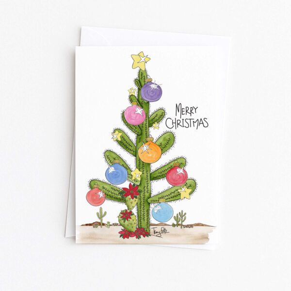 festive saguaro tree Christmas card