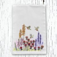 Hummingbirds and Wildflowers Tea Towel
