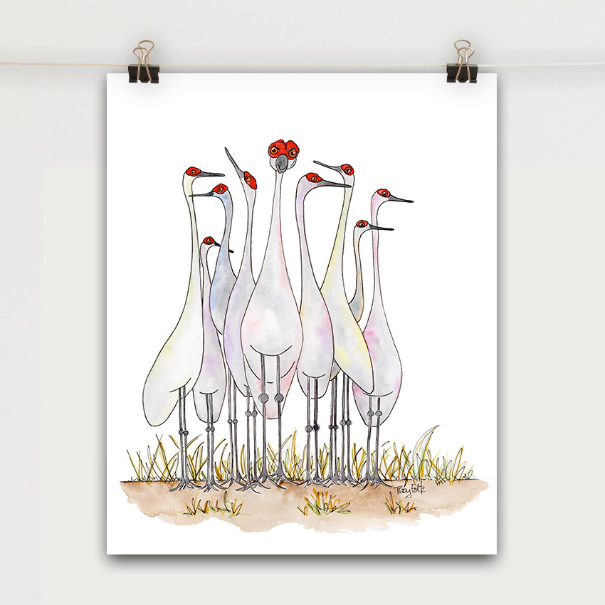 Sandhill Crane Tribe Art Print | Zinnia Sky Studio
