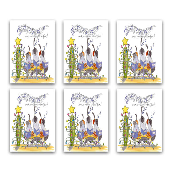 Quail Carolers Christmas Card Box Set of 6 | Zinnia Sky Studio