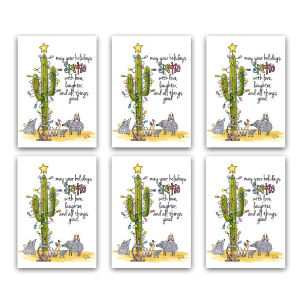 Critters Sparkle Southwest Happy Holidays Card Box Set of 6 | Zinnia Sky Studio