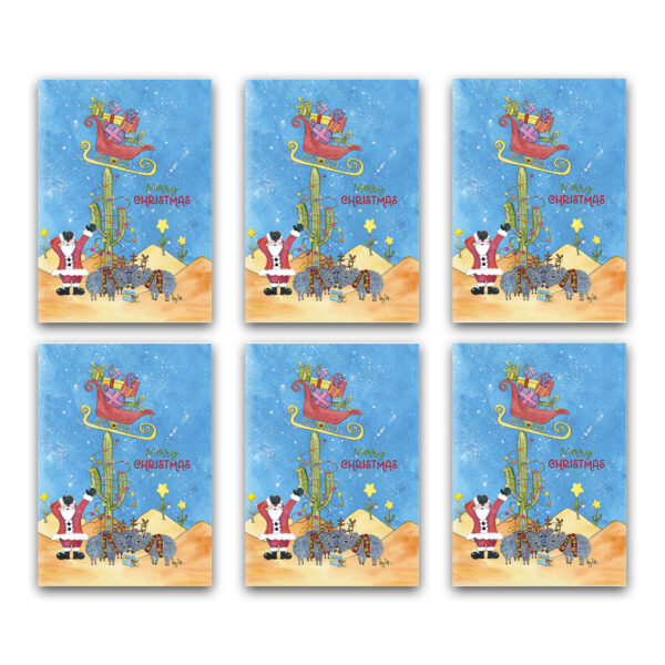 Saguaro Cactus Sleigh Christmas Card Box Set of 6 | Zinnia Sky Studio