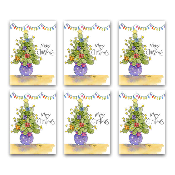 Prickly Pear Cactus Christmas Card Box Set of 6 | Zinnia Sky Studio