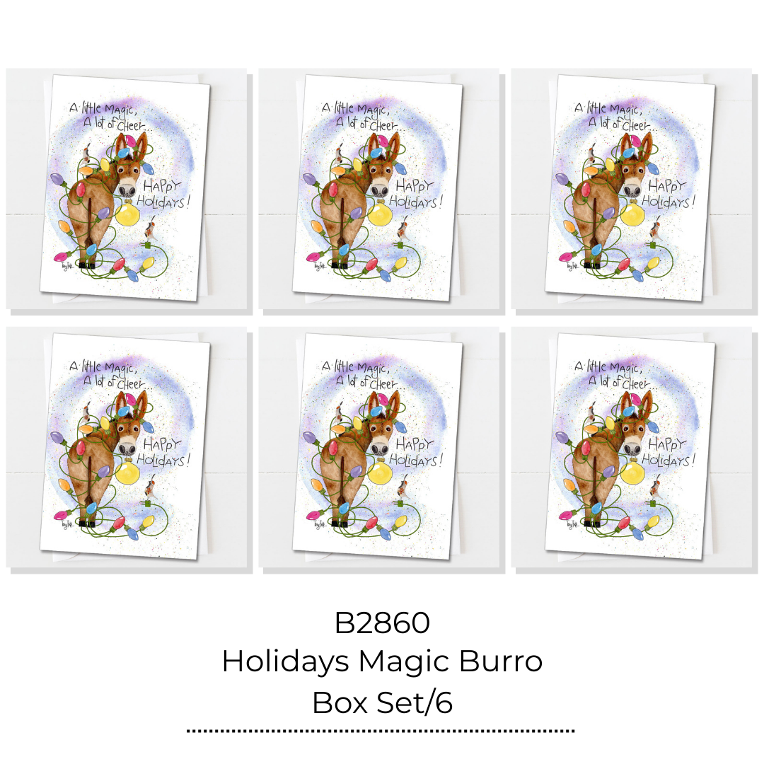 Magic Burro Happy Holidays Card Box Set of 6 | Zinnia Sky Studio