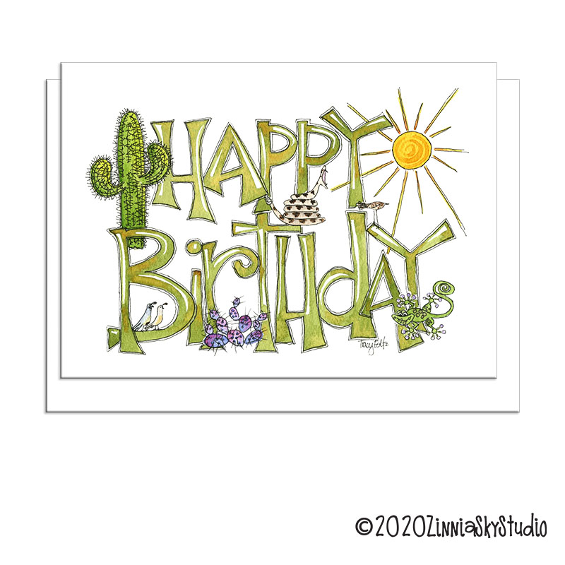 Desert Elements | Birthday Card | Zinnia Sky Studio