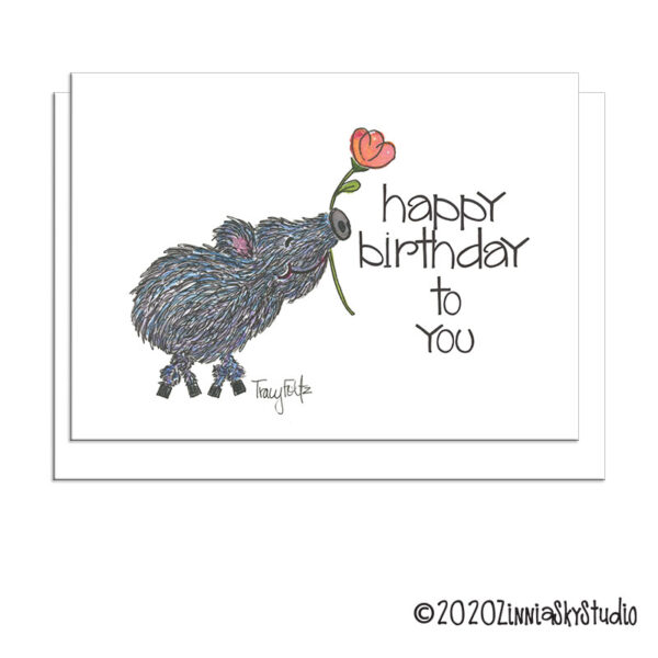 Southwest Javelina Flower | Birthday Card | Zinnia Sky Studio