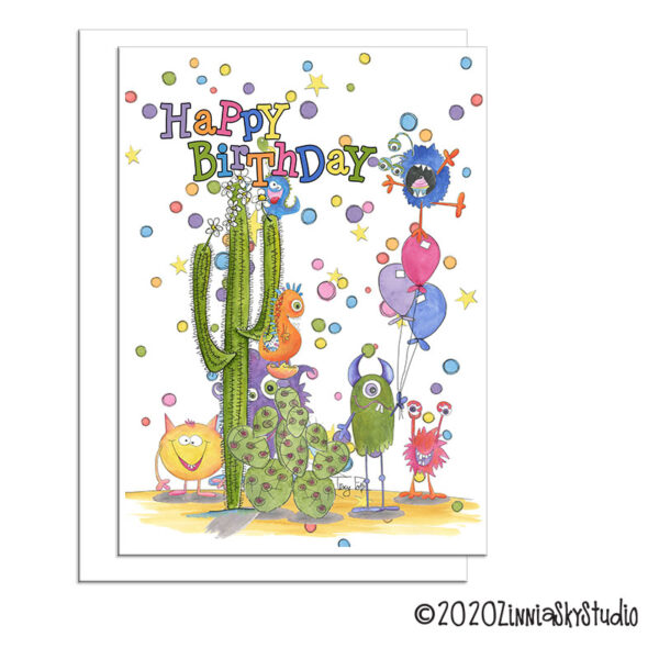 Monsters Southwest Cactus | Birthday Card | Zinnia Sky Studio