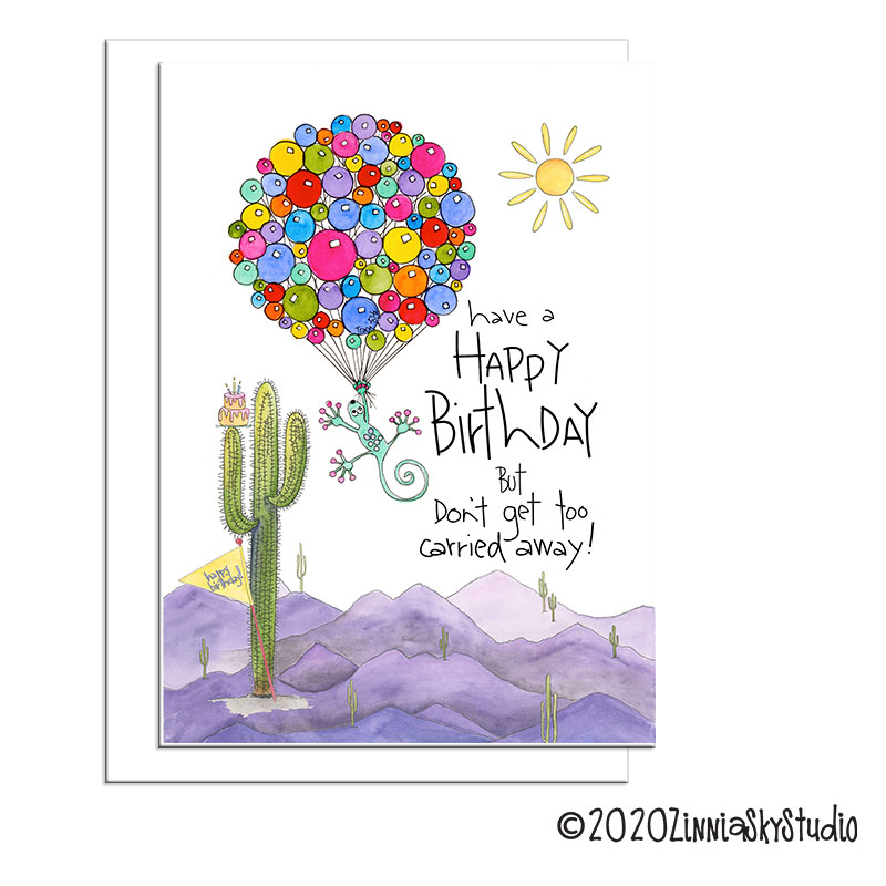 Lizard Balloons | Birthday Card | Zinnia Sky Studio