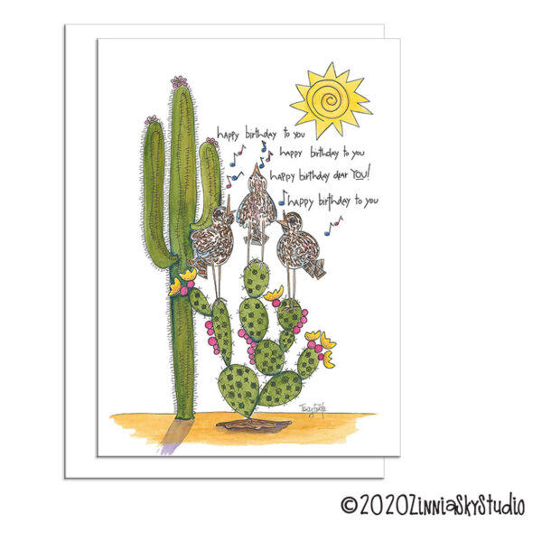 Southwest Singing Quail | Birthday Card | Zinnia Sky Studio